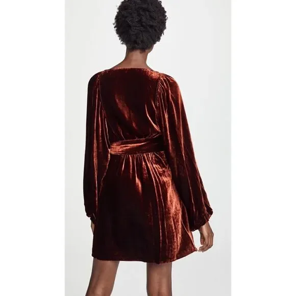 A.L.C Carlo Velvet silk Blend Wrap mini Dress - Picture 7 of 13